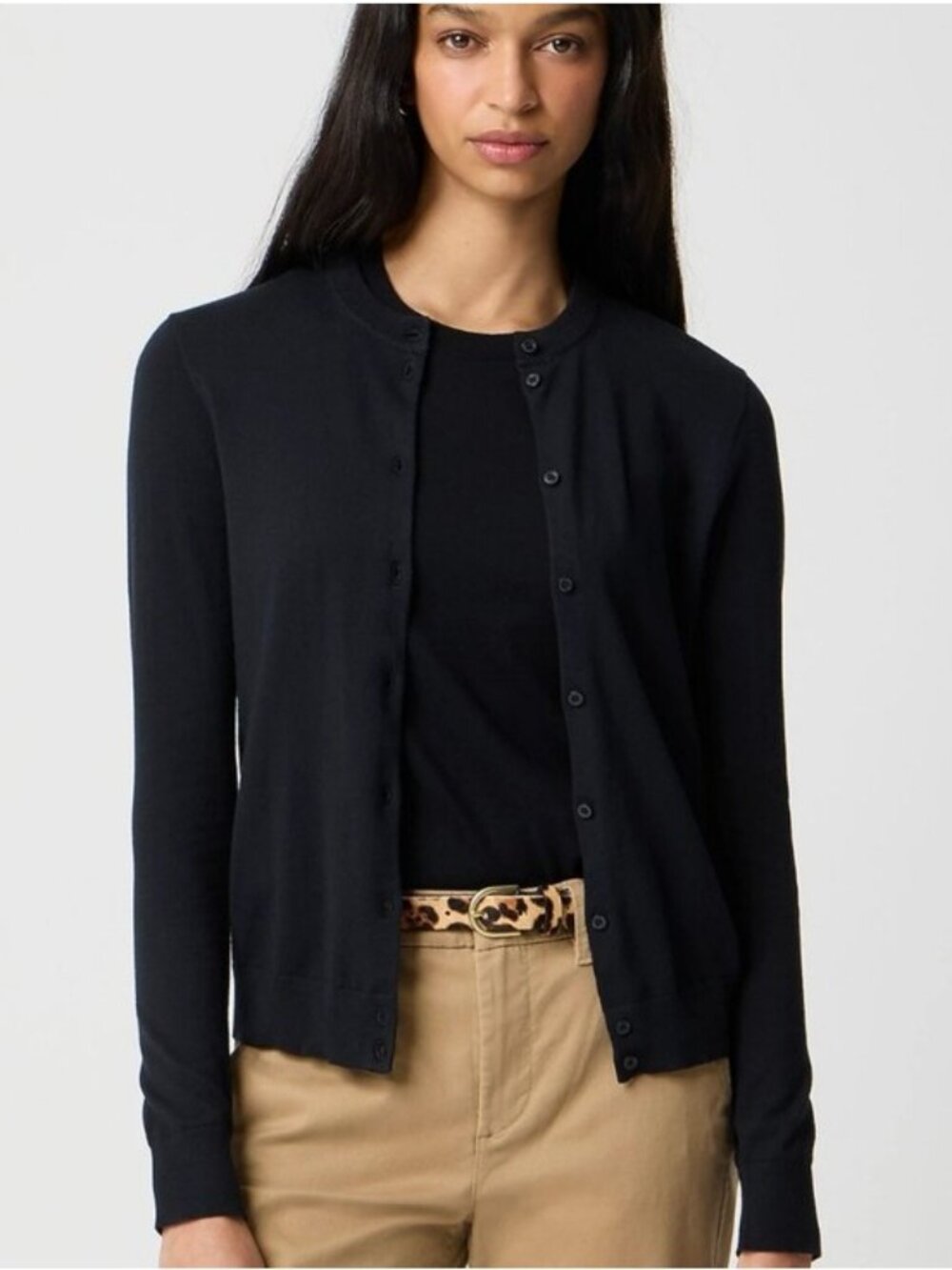 J. Crew Classic Black Button-Up Knit Cardigan New 2X Women's Preppy Careerwear